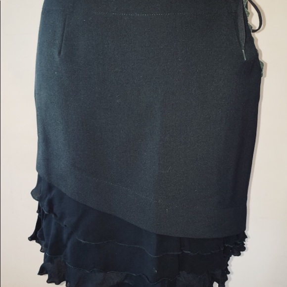 MOSCHINO BLACK SKIRT with leather & chiffon Accent - Picture 2 of 4